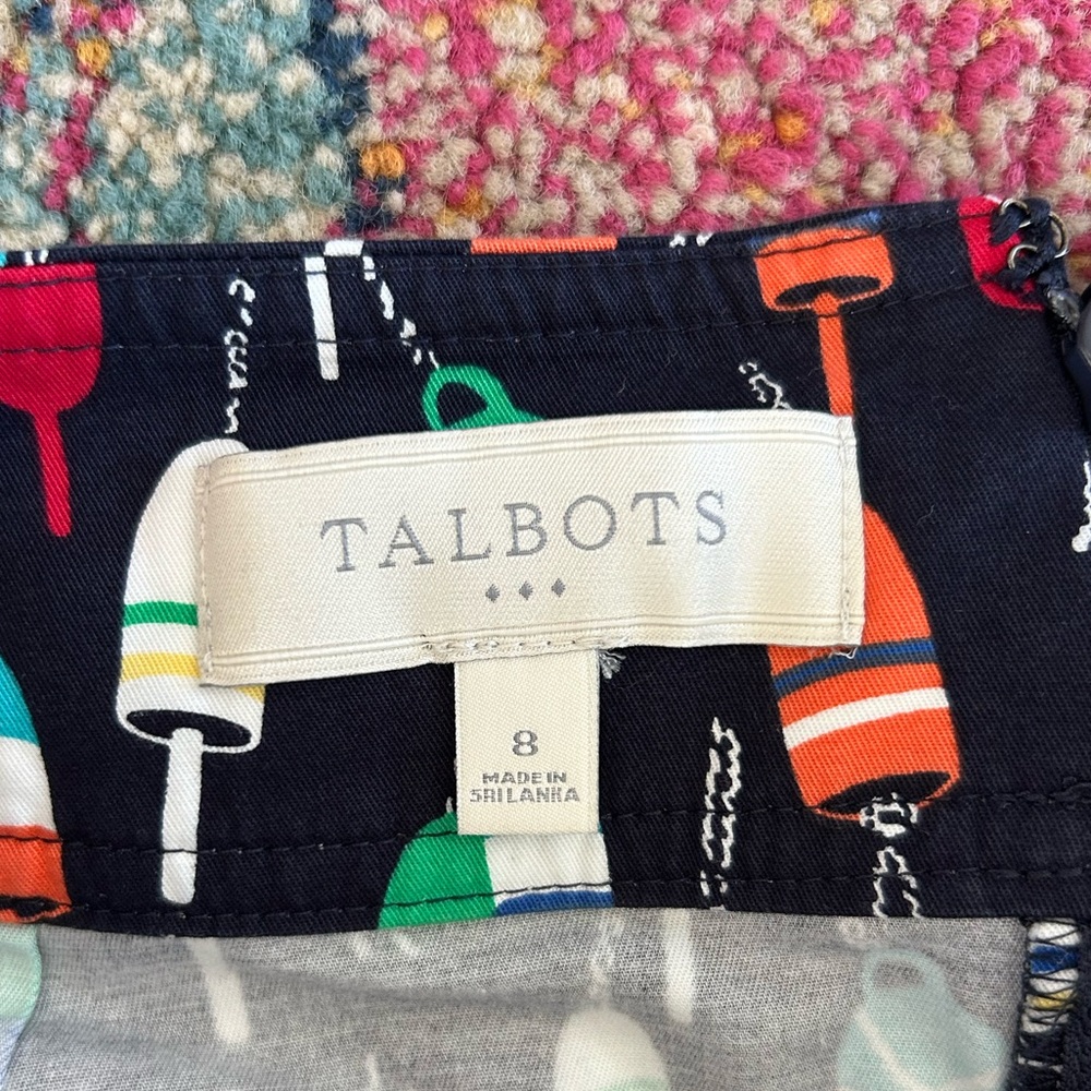 Talbots | Women’s Navy/Multicolor Buoy Pattern Zip Bank Mini Pencil Skirt Size 8 - Picture 11 of 14